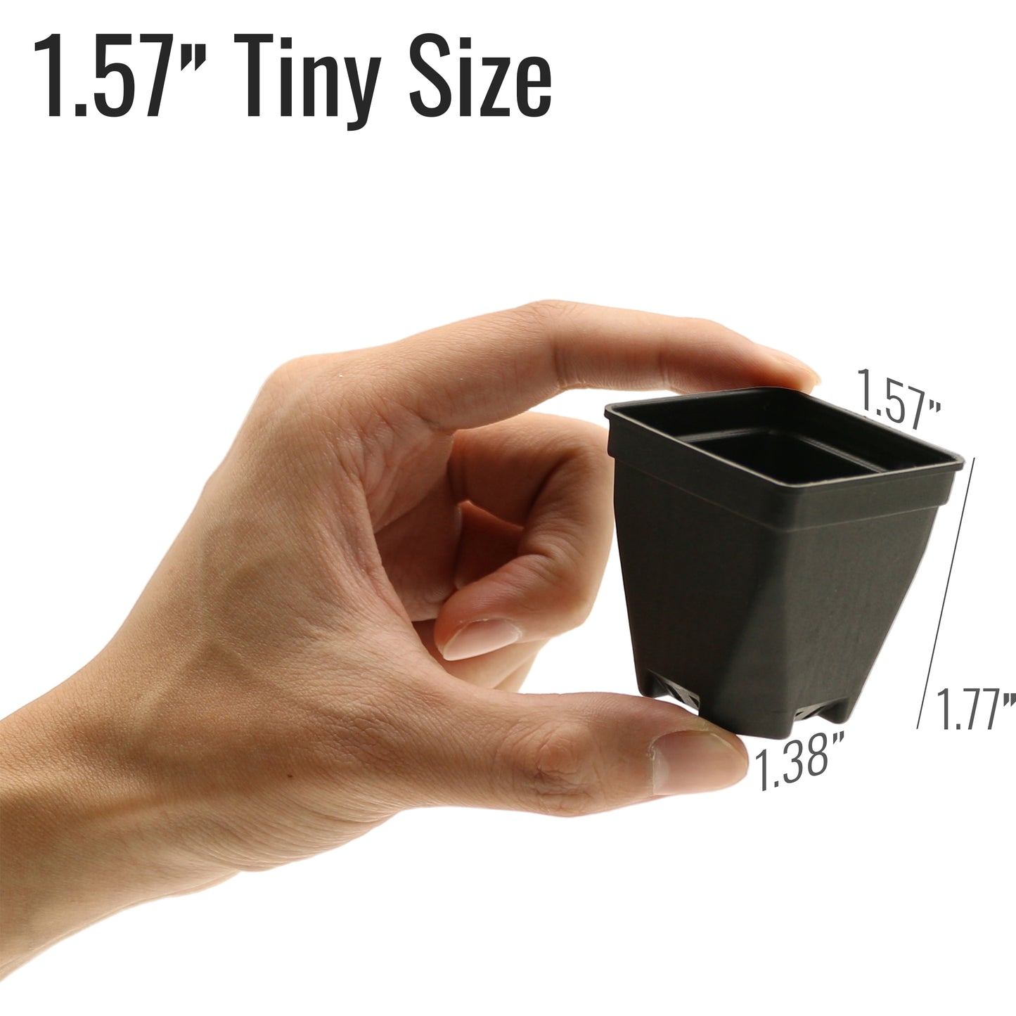 1.5" Mini Plant Pot Thicken Polypropylene 24 PCS for Home, Office, Garden Black