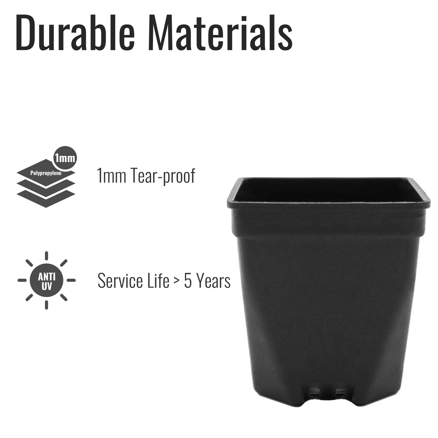 1.5" Mini Plant Pot Thicken Polypropylene 24 PCS for Home, Office, Garden Black