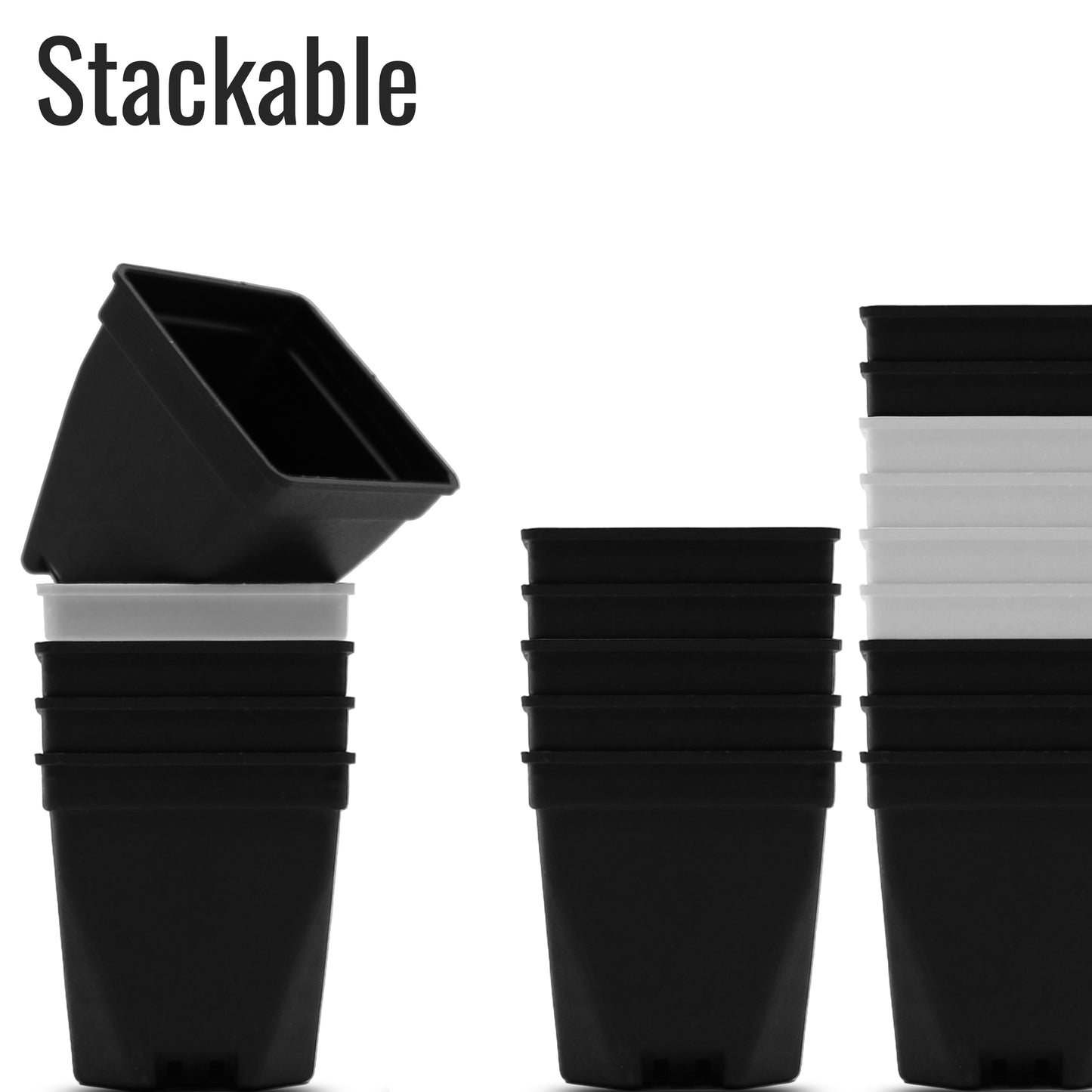 1.5" Mini Plant Pot Thicken Polypropylene 24 PCS for Home, Office, Garden Black